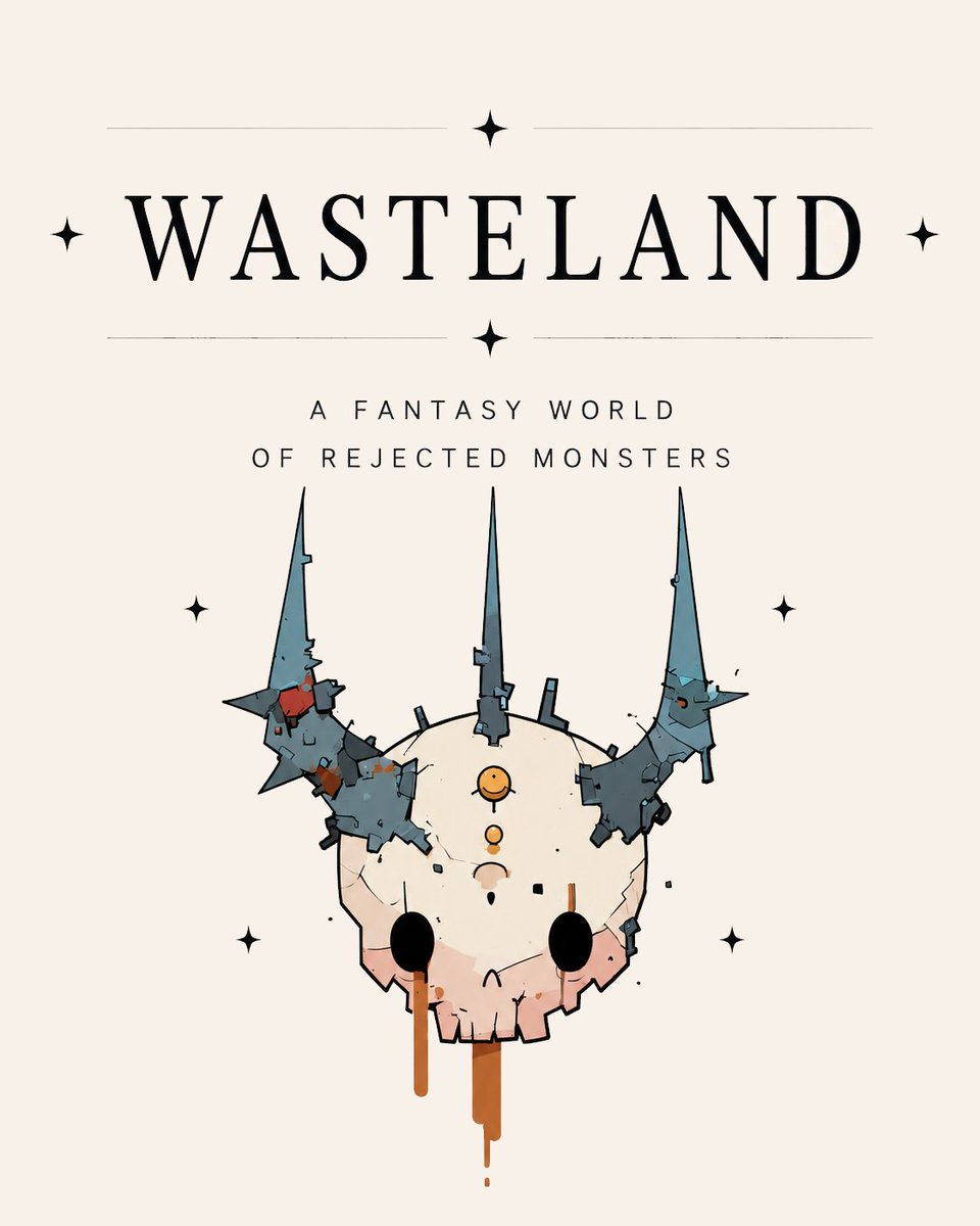 A WASTELAND character: a small figure in a cream robe with leather straps, boots and an antler-like headpiece.